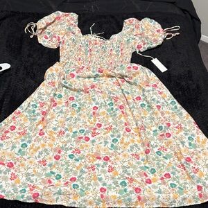 Doen Multicolor Floral Kids Dress with Puff Sleeves